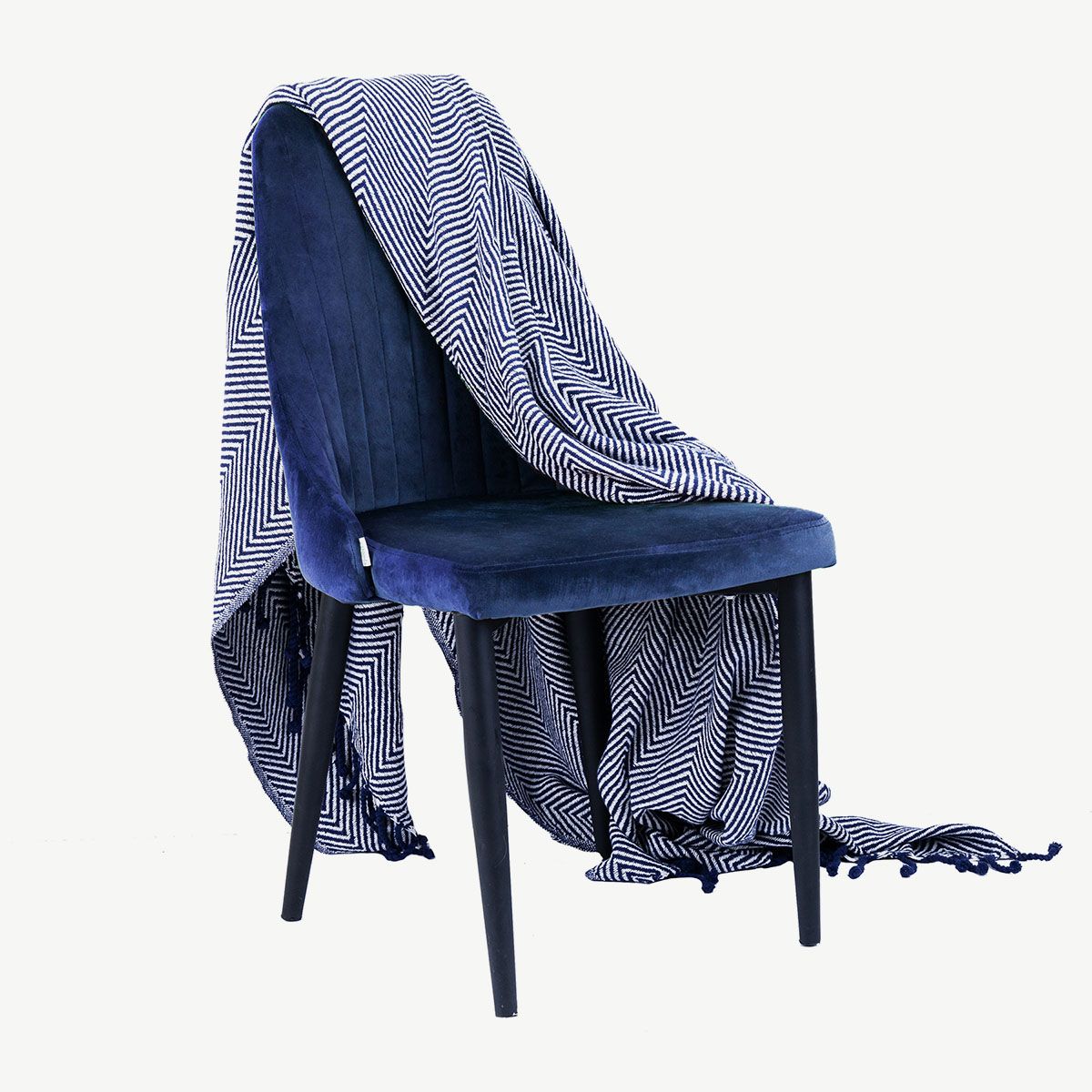 Scaun LOUIS cu catifea bleumarin 44x59x88 cm