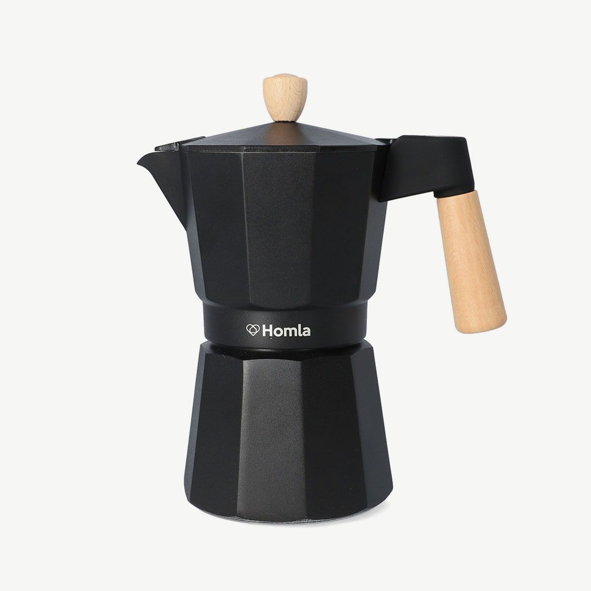 Cafetieră MIA MOKKA neagră cu mâner din lemn 6 cup