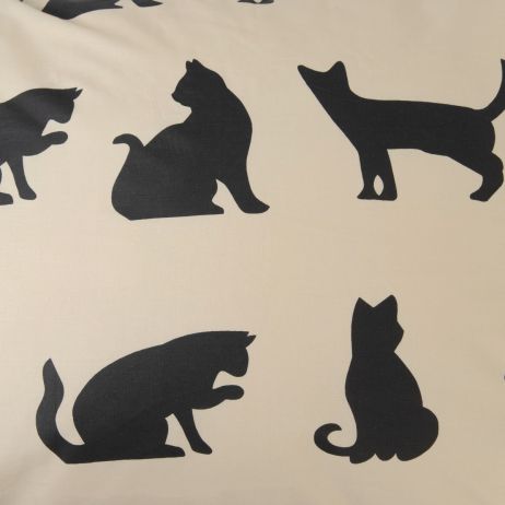 Lenjerie de pat POES din bumbac bej cu pisici 140x200 cm + 1x 70x80 cm