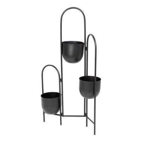 FLOERO pat de flori din metal negru 49x14x80 cm