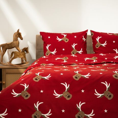 Lenjerie de pat REINDEER microfibră cu reni 140x200 cm +1*50x60 cm